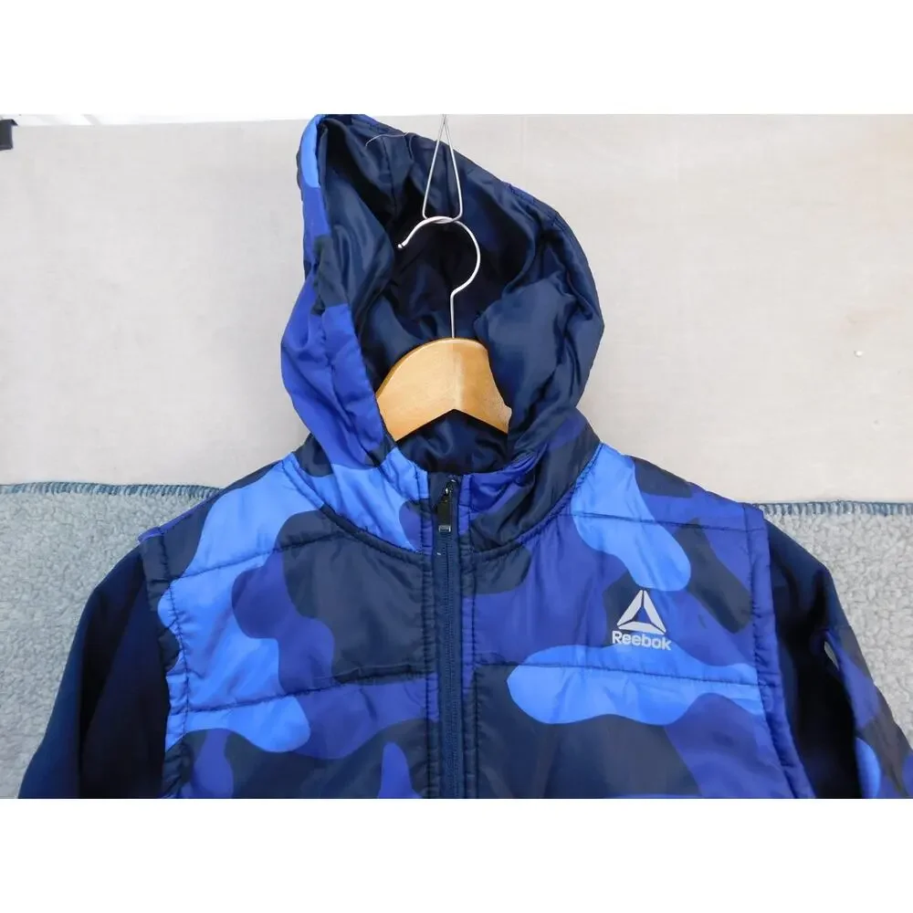 REEBOK Softshell Blue Camo Brushed Fleece Lined Jacket Size L Boys